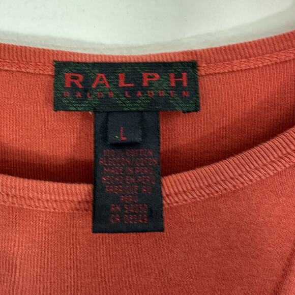 RALPH Ralph Lauren Black Label Women's Knit Top Rust Orange Large 100% Cotton - Picture 2 of 6